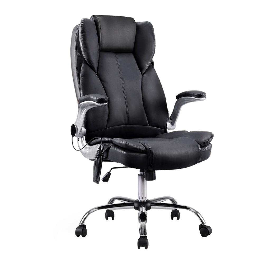 8-Point Massage Office Chair PU Leather - Black - Homecoze