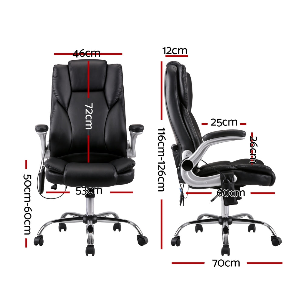 8-Point Massage Office Chair PU Leather - Black - Homecoze