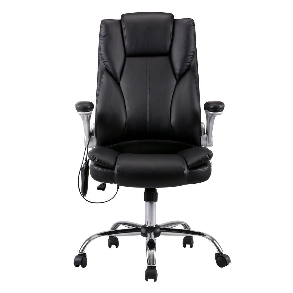8-Point Massage Office Chair PU Leather - Black - Homecoze