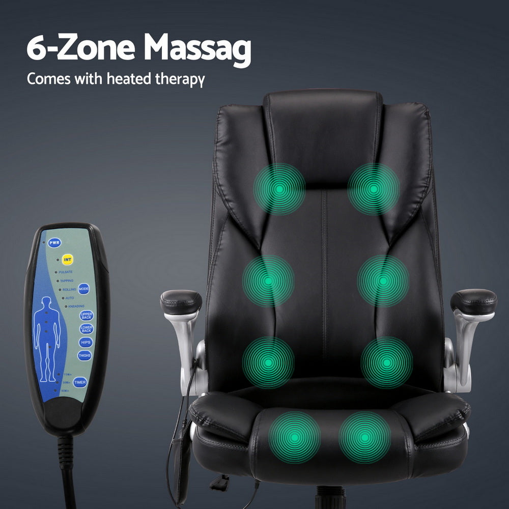8-Point Massage Office Chair PU Leather - Black - Homecoze