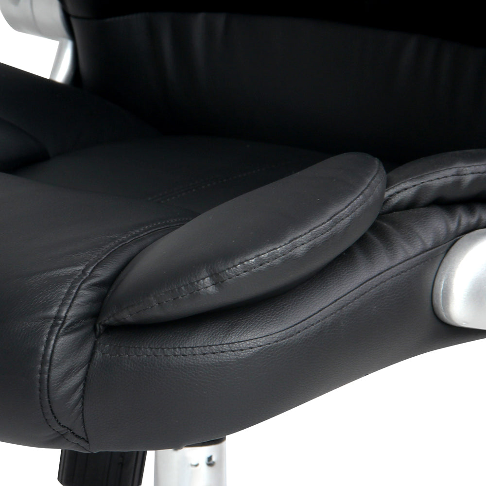 8-Point Massage Office Chair PU Leather - Black - Homecoze