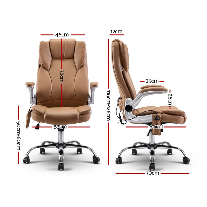 8-Point Massage Office Chair PU Leather - Espresso