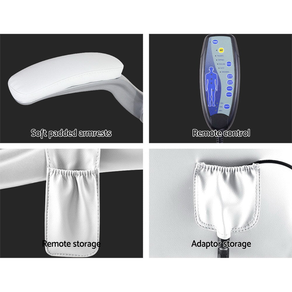 8-Point Massage Office Chair PU Leather - White - Homecoze