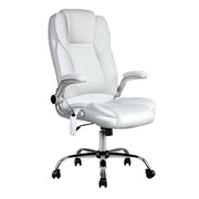 8-Point Massage Office Chair PU Leather - White - Homecoze
