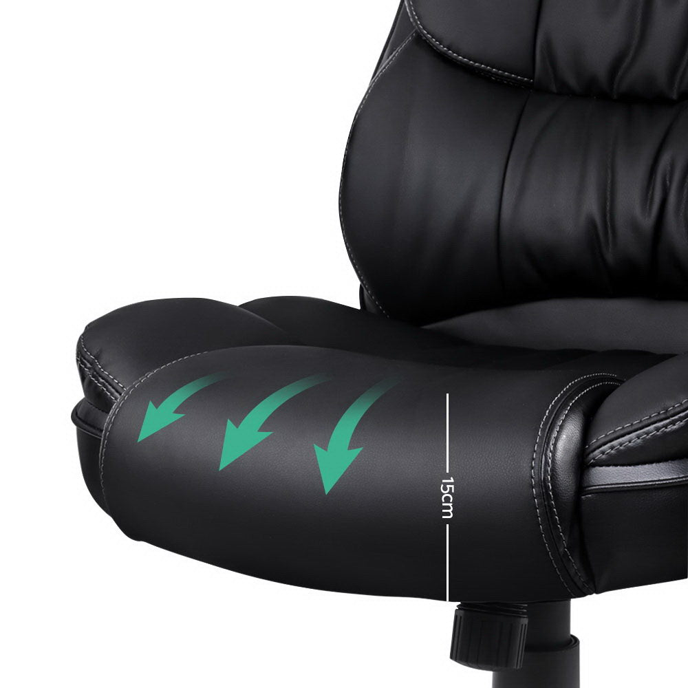 8 Point PU Leather Reclining Massage Chair - Black - Homecoze
