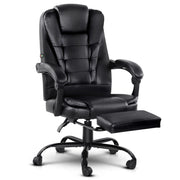 Massage Office Chair with Footrest - Black - Homecoze