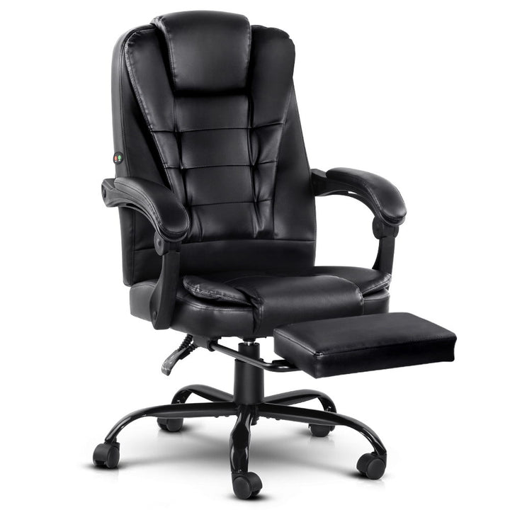 Massage Office Chair with Footrest - Black