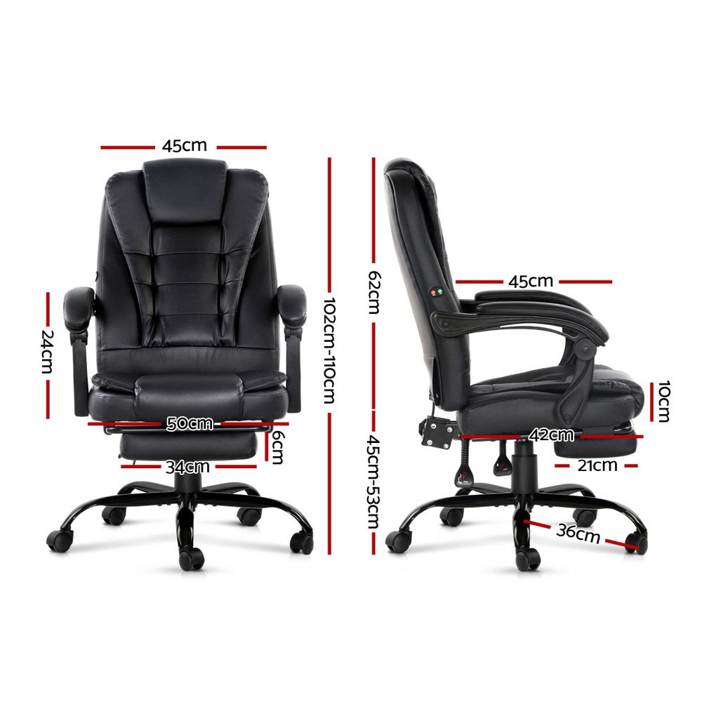 Massage Office Chair with Footrest - Black - Homecoze