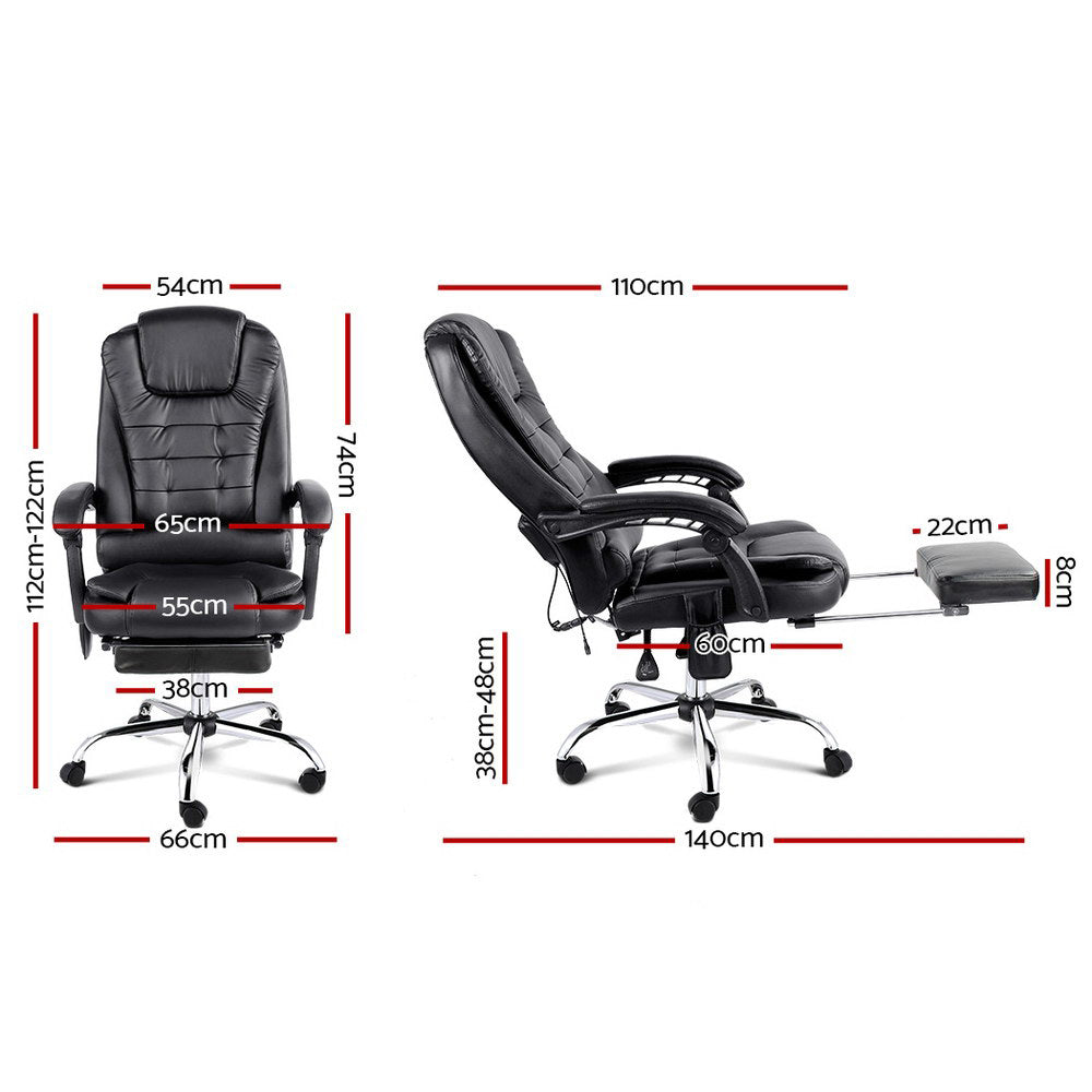 8 Point Reclining Massage Chair - Black - Homecoze