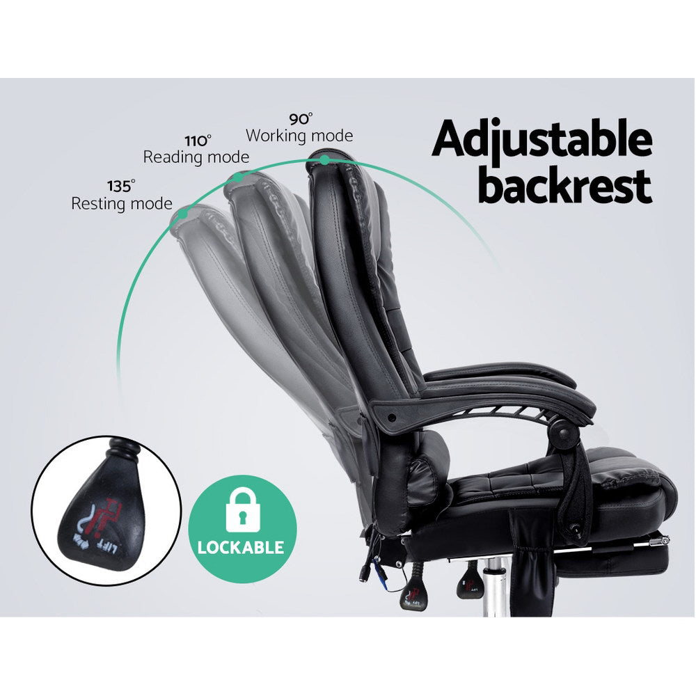8 Point Reclining Massage Chair - Black - Homecoze