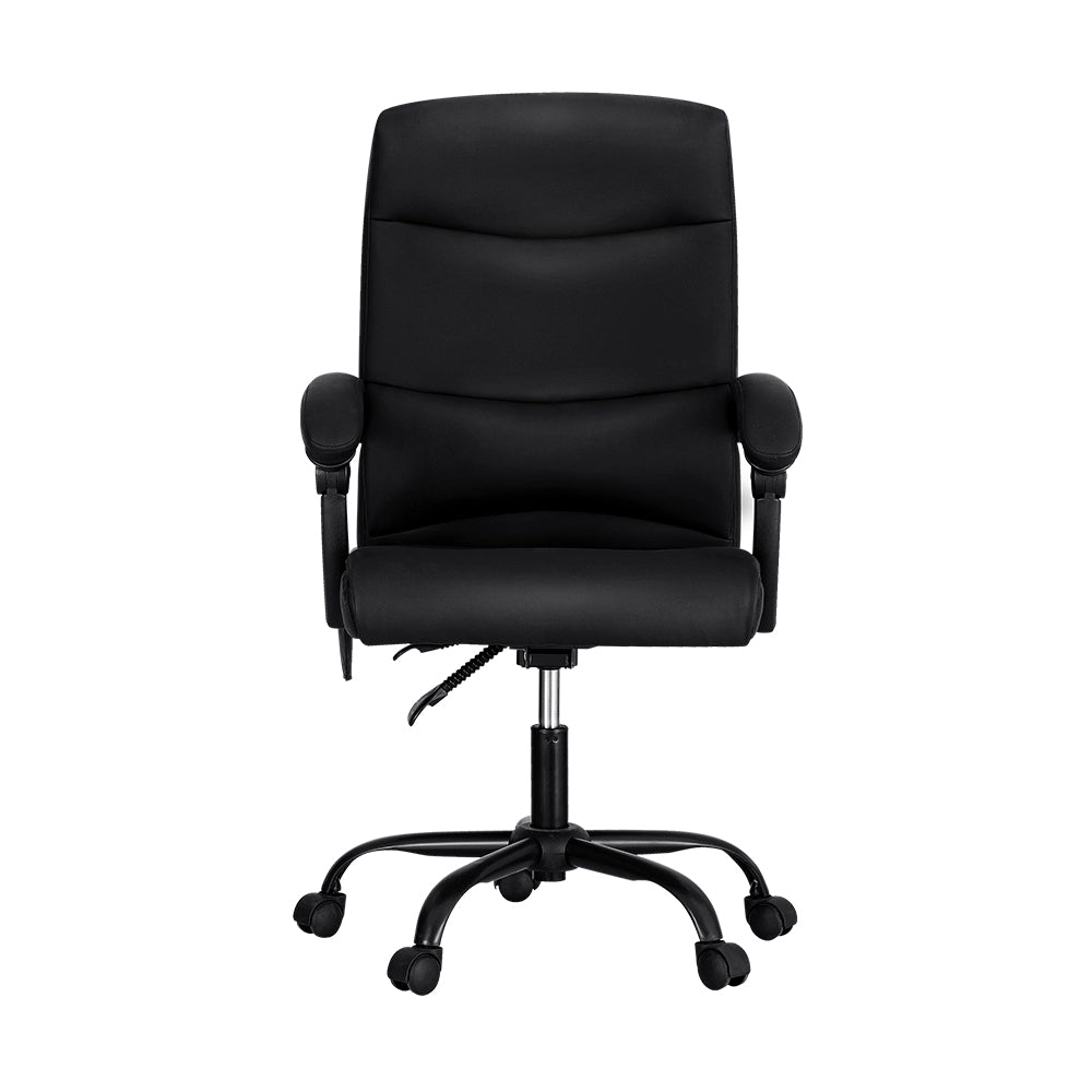 PU Leather 2-Point Massage Office Chair with Recline - Black - Homecoze