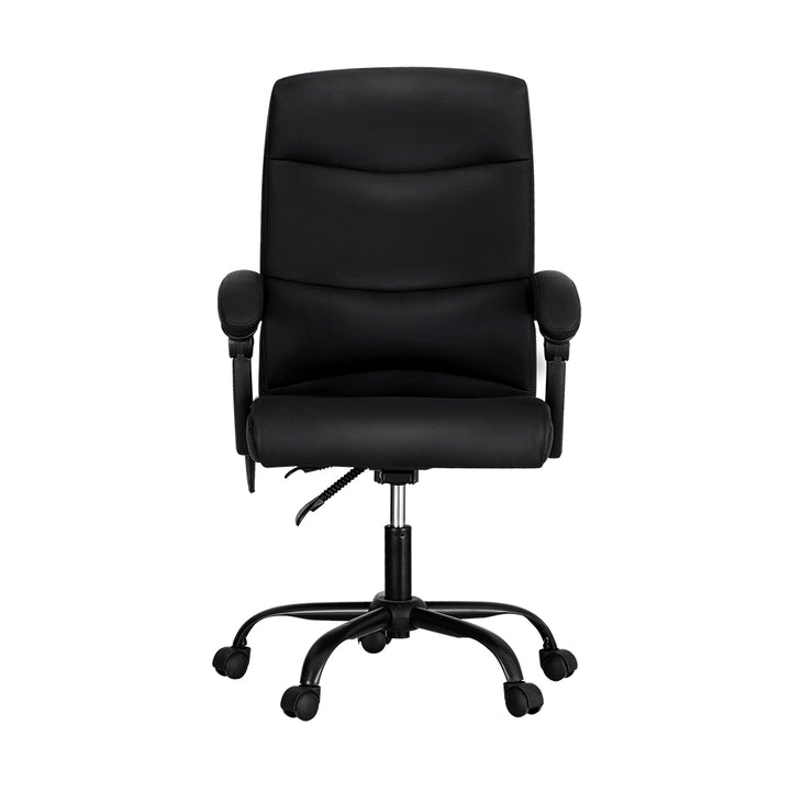 PU Leather 2-Point Massage Office Chair with Recline - Black