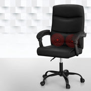 PU Leather 2-Point Massage Office Chair with Recline - Black - Homecoze