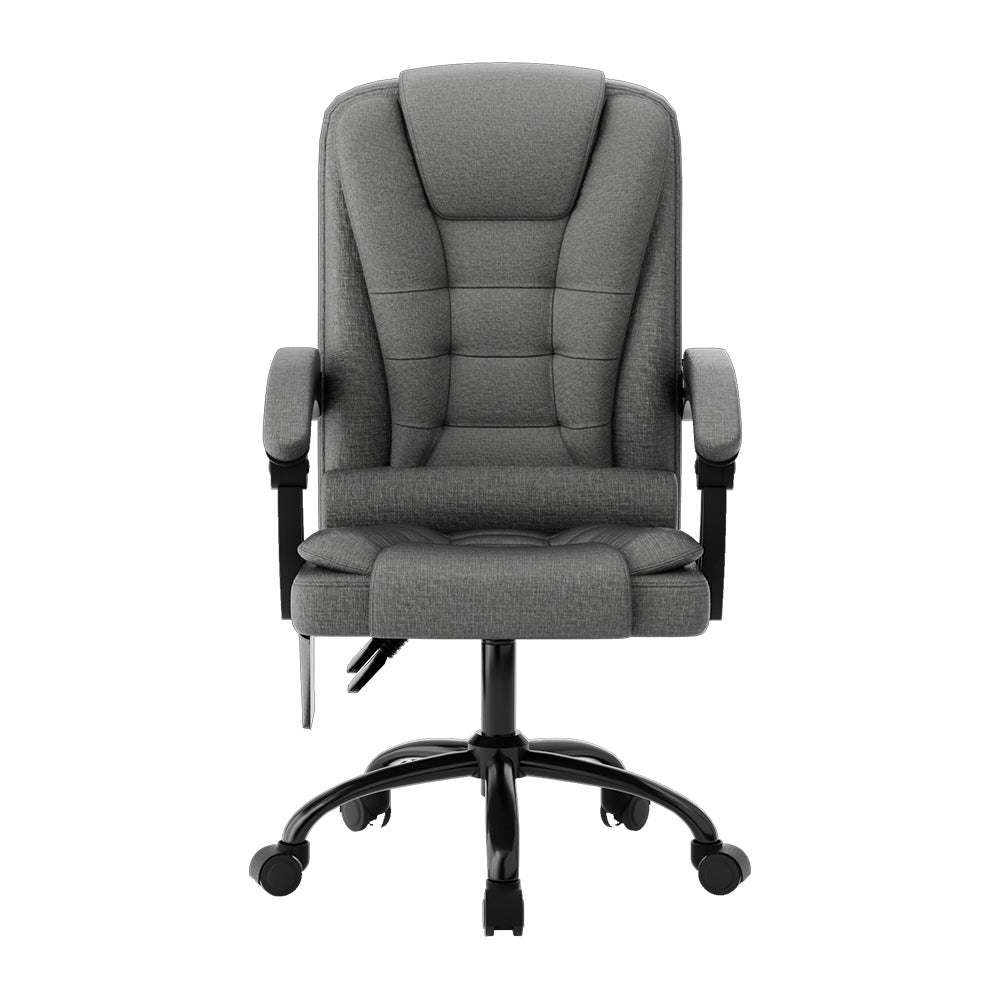 Linen Fabric 2-Point Massage Office Chair with Recline - Grey - Homecoze