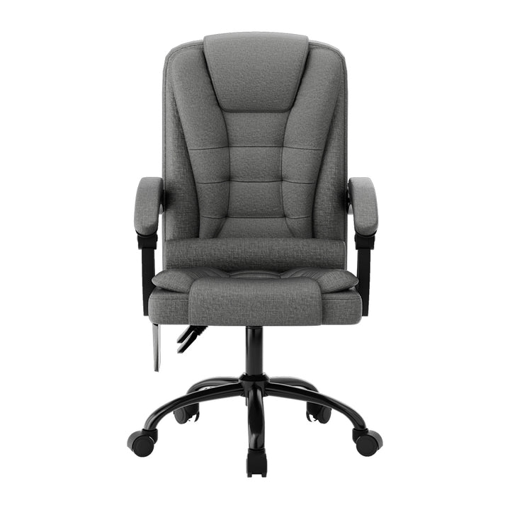 Linen Fabric 2-Point Massage Office Chair with Recline - Grey