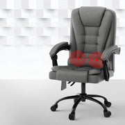 Linen Fabric 2-Point Massage Office Chair with Recline - Grey - Homecoze
