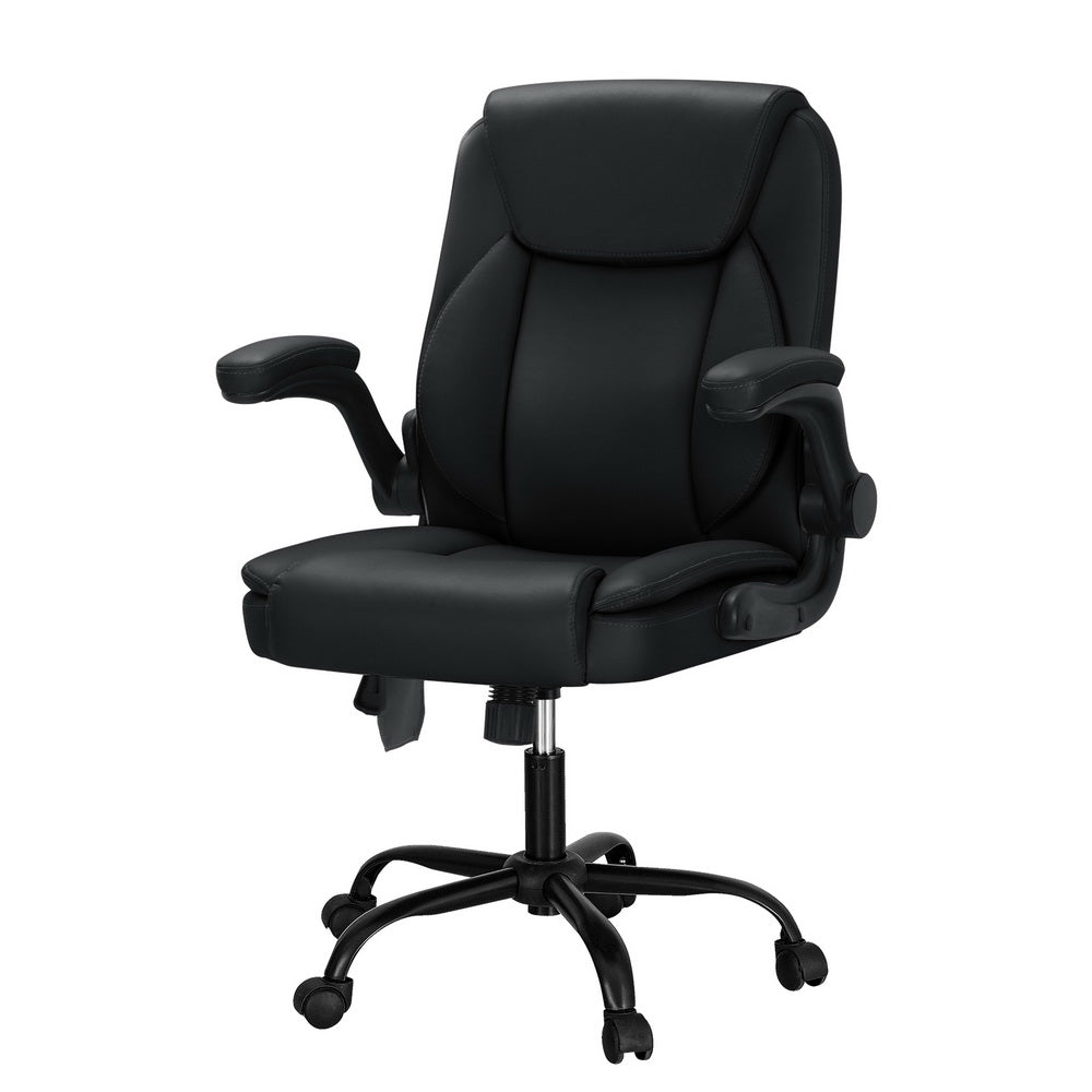Mid-Back Office Chair 2 Point Massage - Black - Homecoze