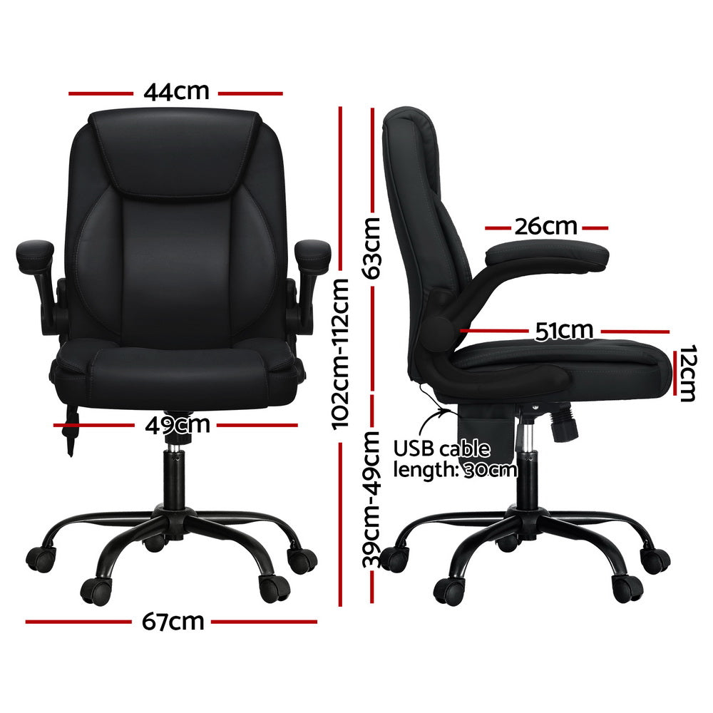 Mid-Back Office Chair 2 Point Massage - Black - Homecoze
