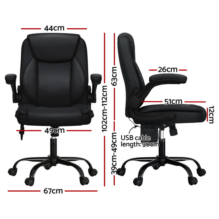 Mid-Back Office Chair 2 Point Massage - Black