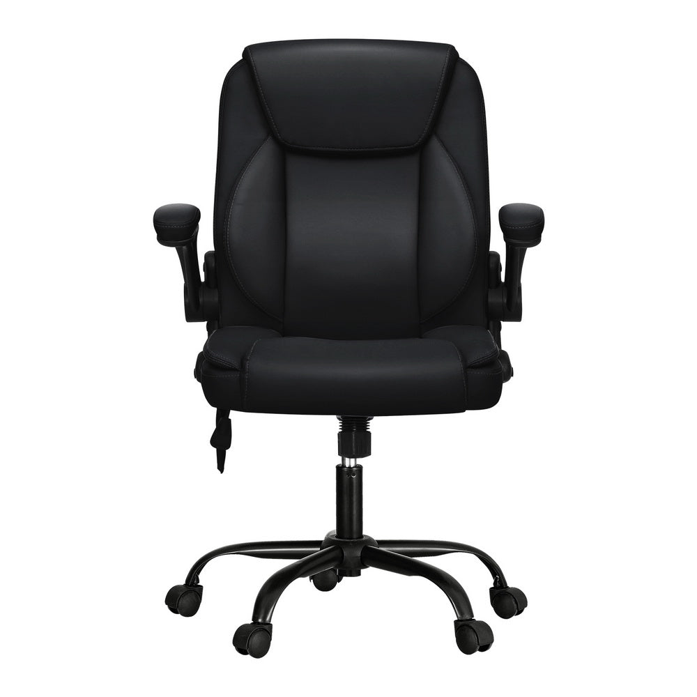 Mid-Back Office Chair 2 Point Massage - Black - Homecoze
