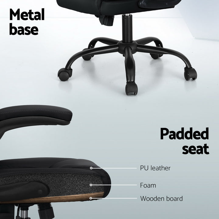 Mid-Back Office Chair 2 Point Massage - Black