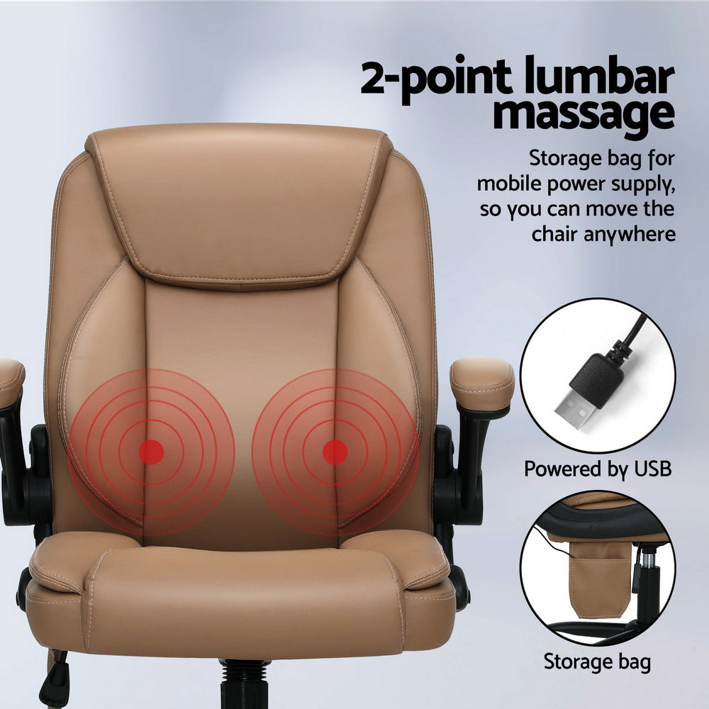 Mid-Back Office Chair 2 Point Massage - Espresso - Homecoze