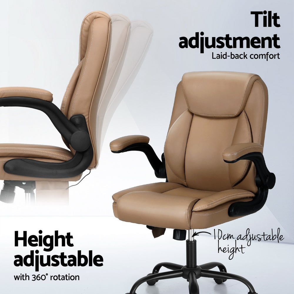 Mid-Back Office Chair 2 Point Massage - Espresso - Homecoze