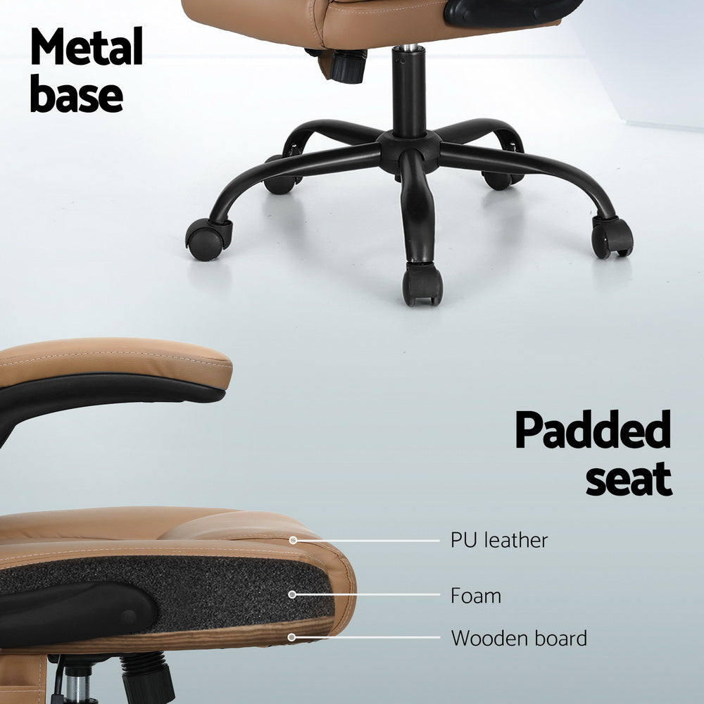 Mid-Back Office Chair 2 Point Massage - Espresso - Homecoze