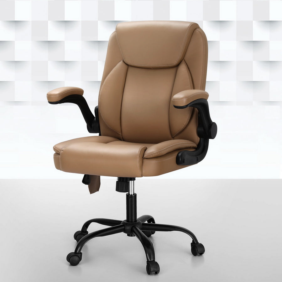 Mid-Back Office Chair 2 Point Massage - Espresso - Homecoze
