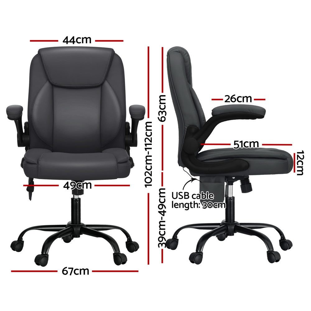 Mid-Back Office Chair 2 Point Massage - Grey - Homecoze