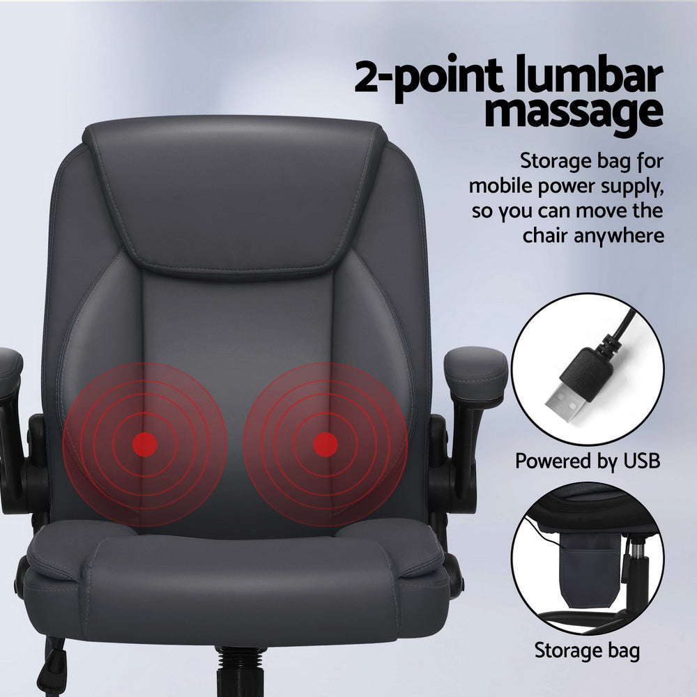 Mid-Back Office Chair 2 Point Massage - Grey - Homecoze