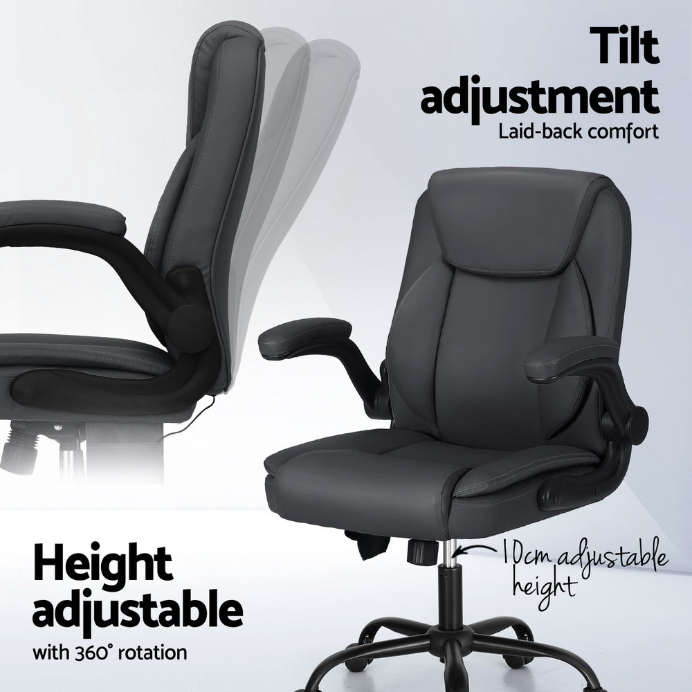 Mid-Back Office Chair 2 Point Massage - Grey - Homecoze