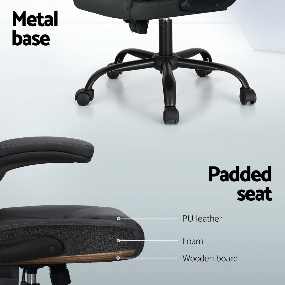 Mid-Back Office Chair 2 Point Massage - Grey - Homecoze
