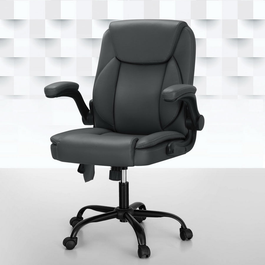 Mid-Back Office Chair 2 Point Massage - Grey - Homecoze