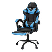 Racer Office Chair with Massage & Footrest - Cyan Blue - Homecoze