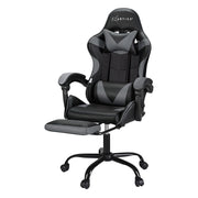 Racer Office Chair with Massage & Footrest - Grey - Homecoze
