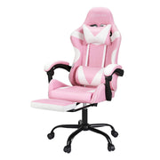 Racer Office Chair with Massage & Footrest - Pink - Homecoze