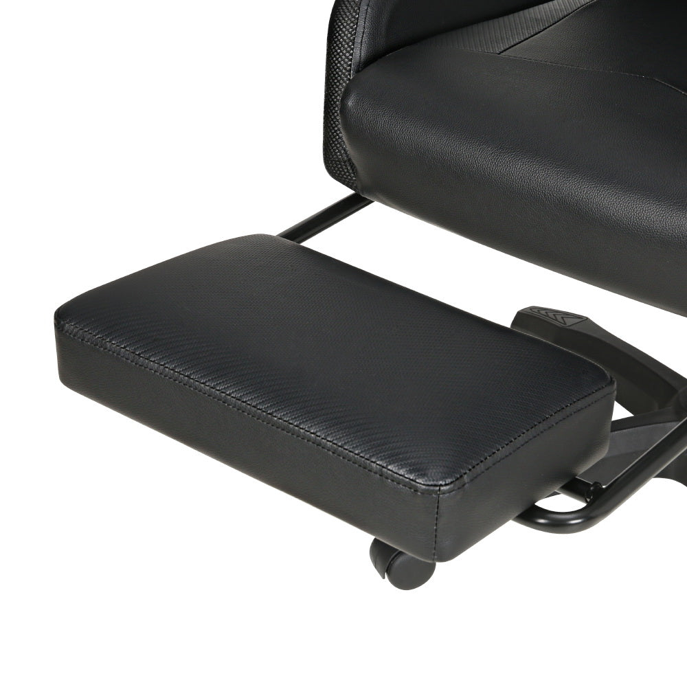 Racer LED Office Chair with Massage & Footrest - Black - Homecoze