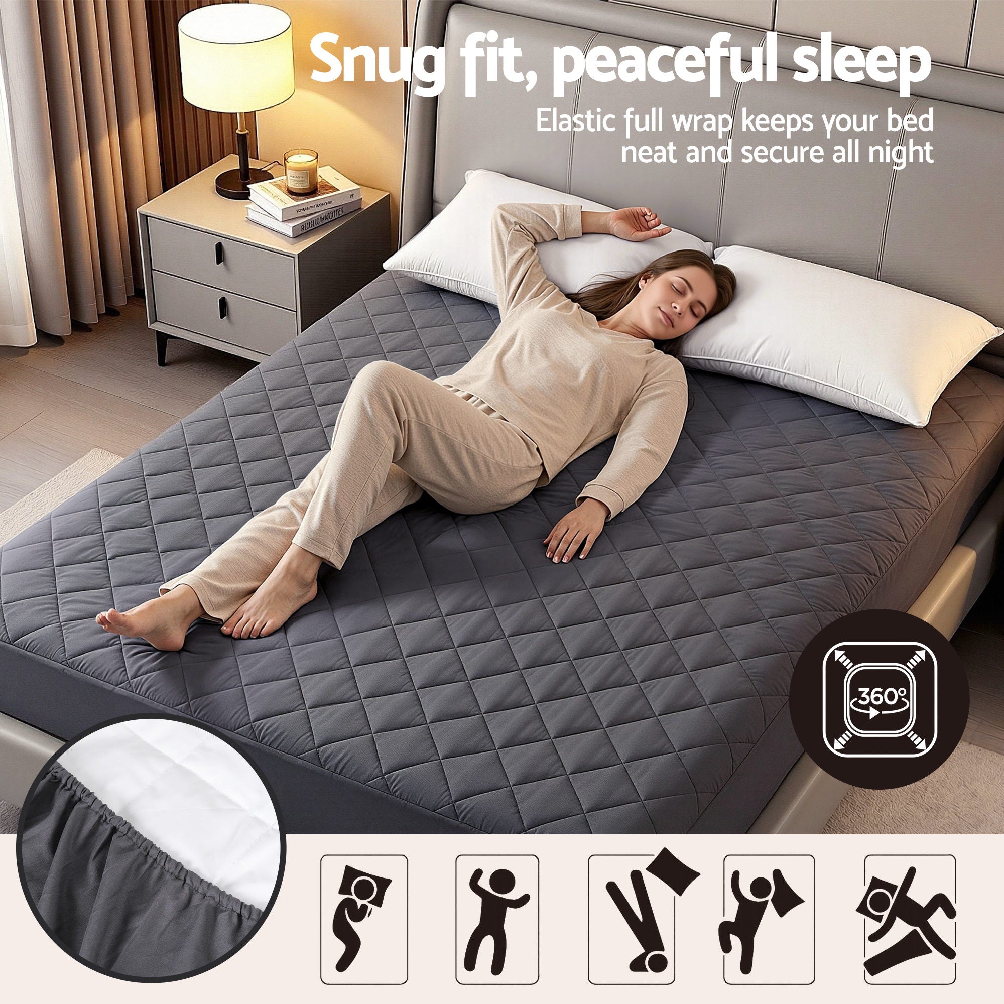 Microfiber Water-Resistant Mattress Protector - Double