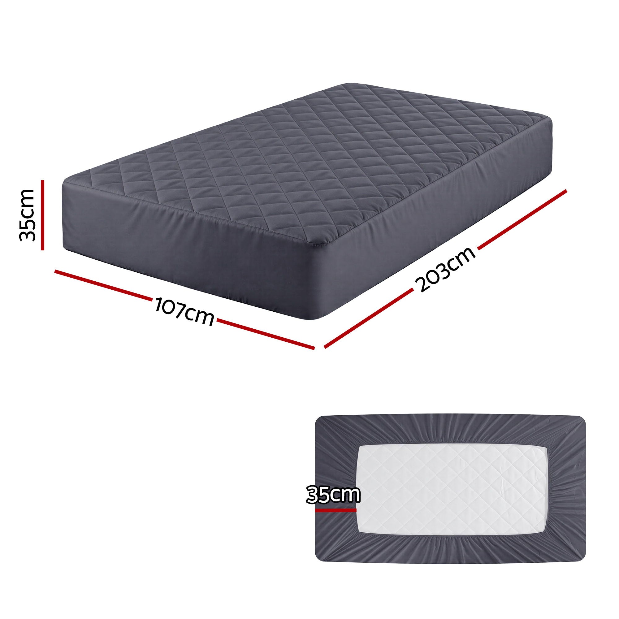 Microfiber Water-Resistant Mattress Protector - King Single
