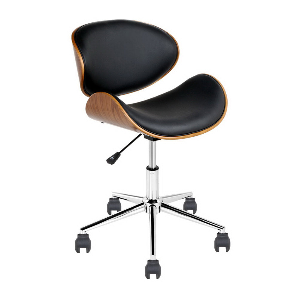 Low Back Wooden Office Chair - Black - Homecoze