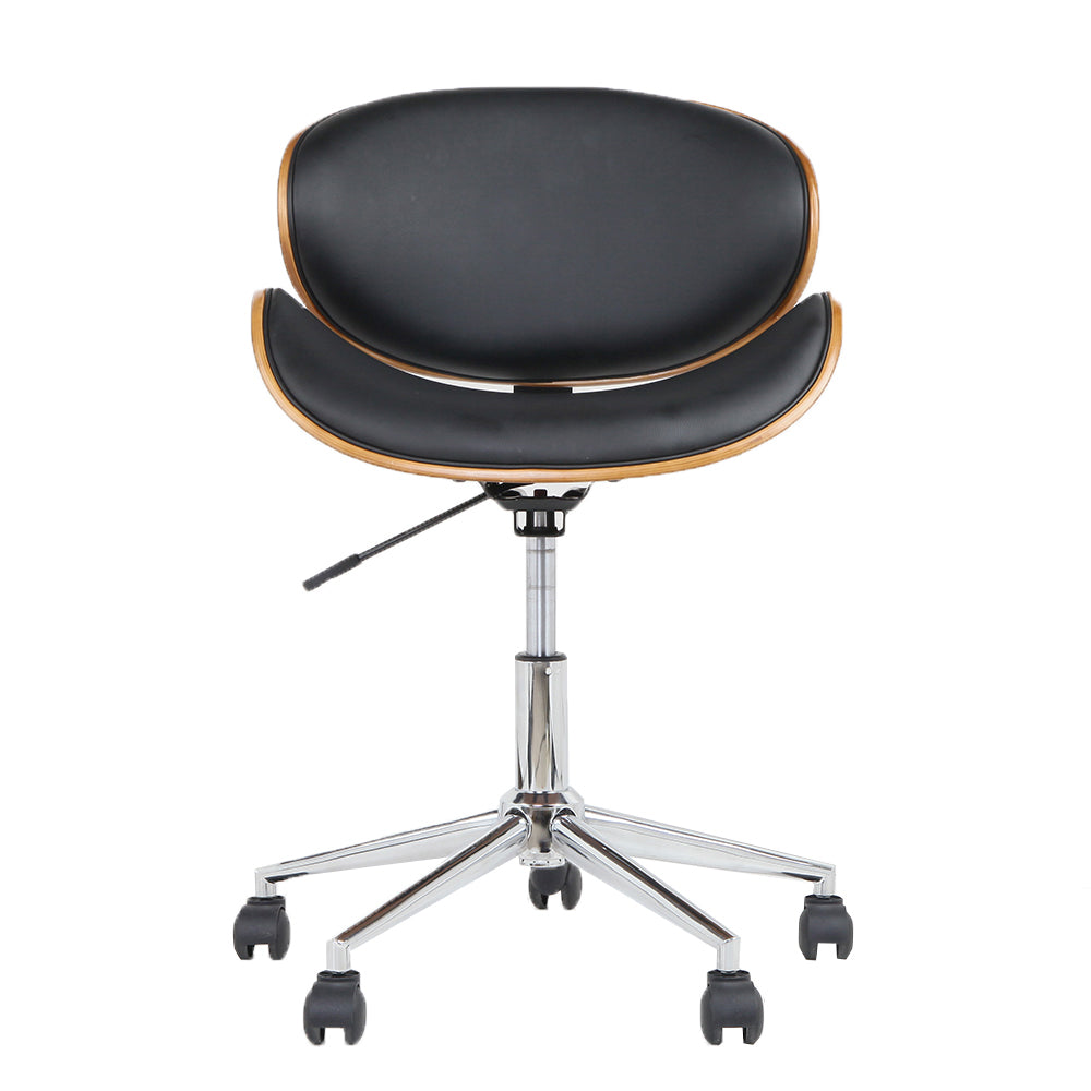 Low Back Wooden Office Chair - Black - Homecoze