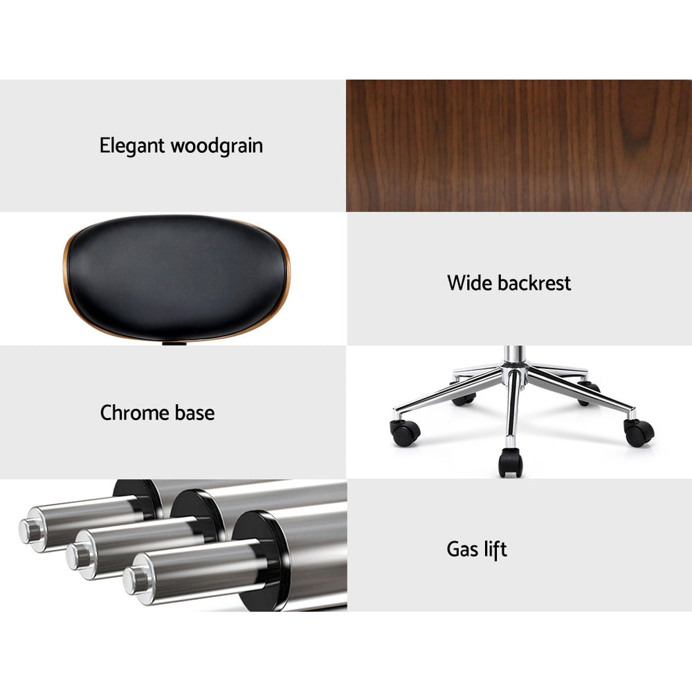 Low Back Wooden Office Chair - Black - Homecoze