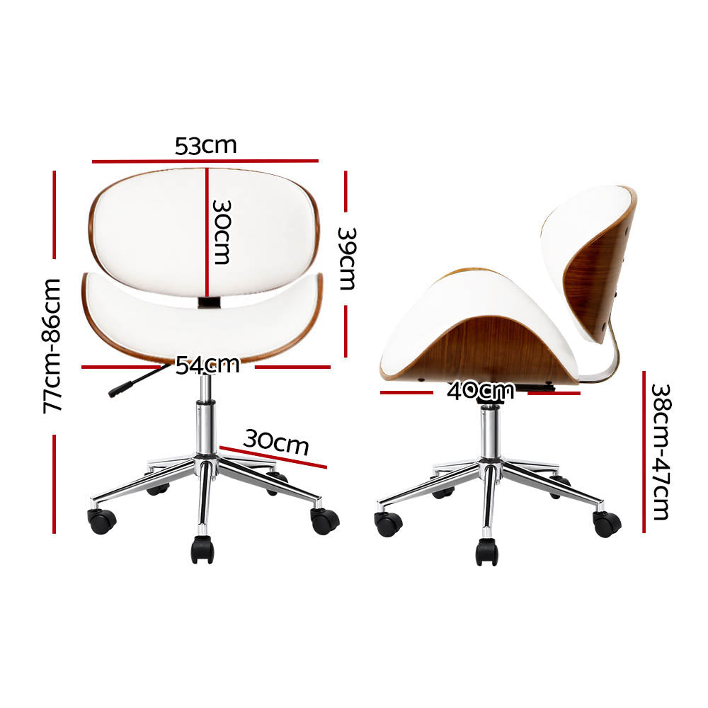 Low Back Wooden Office Chair - White - Homecoze