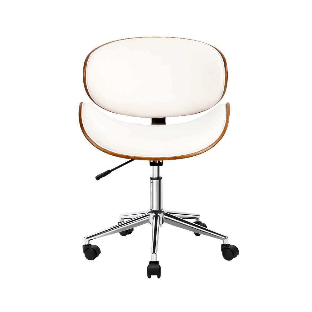 Low Back Wooden Office Chair - White