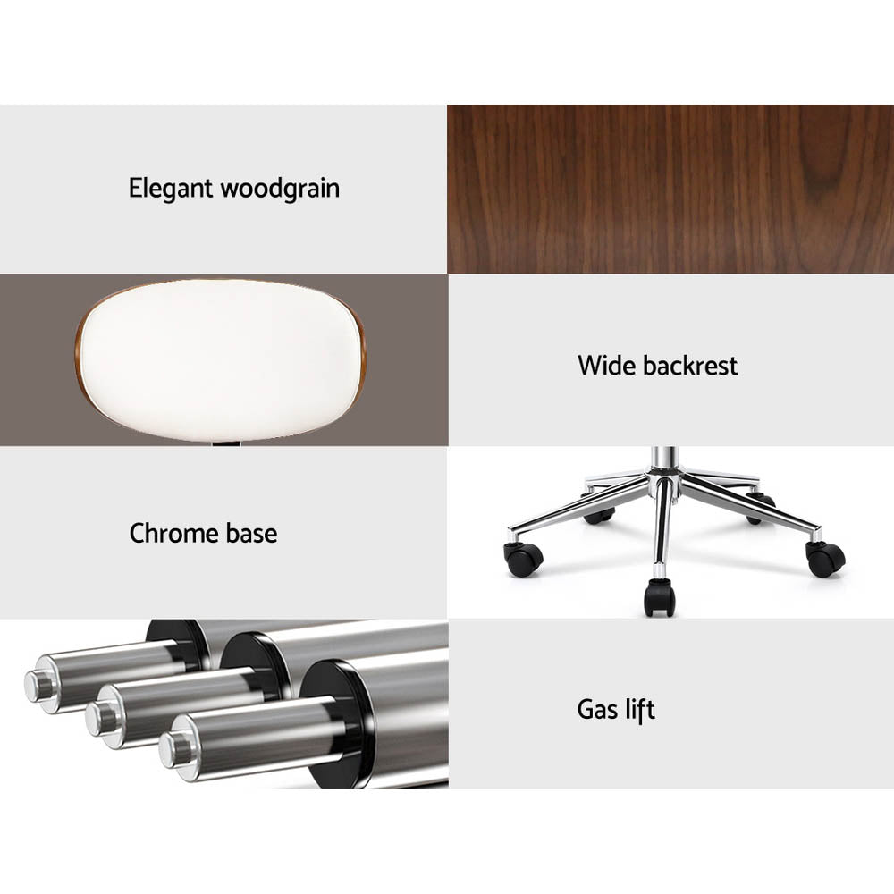 Low Back Wooden Office Chair - White - Homecoze