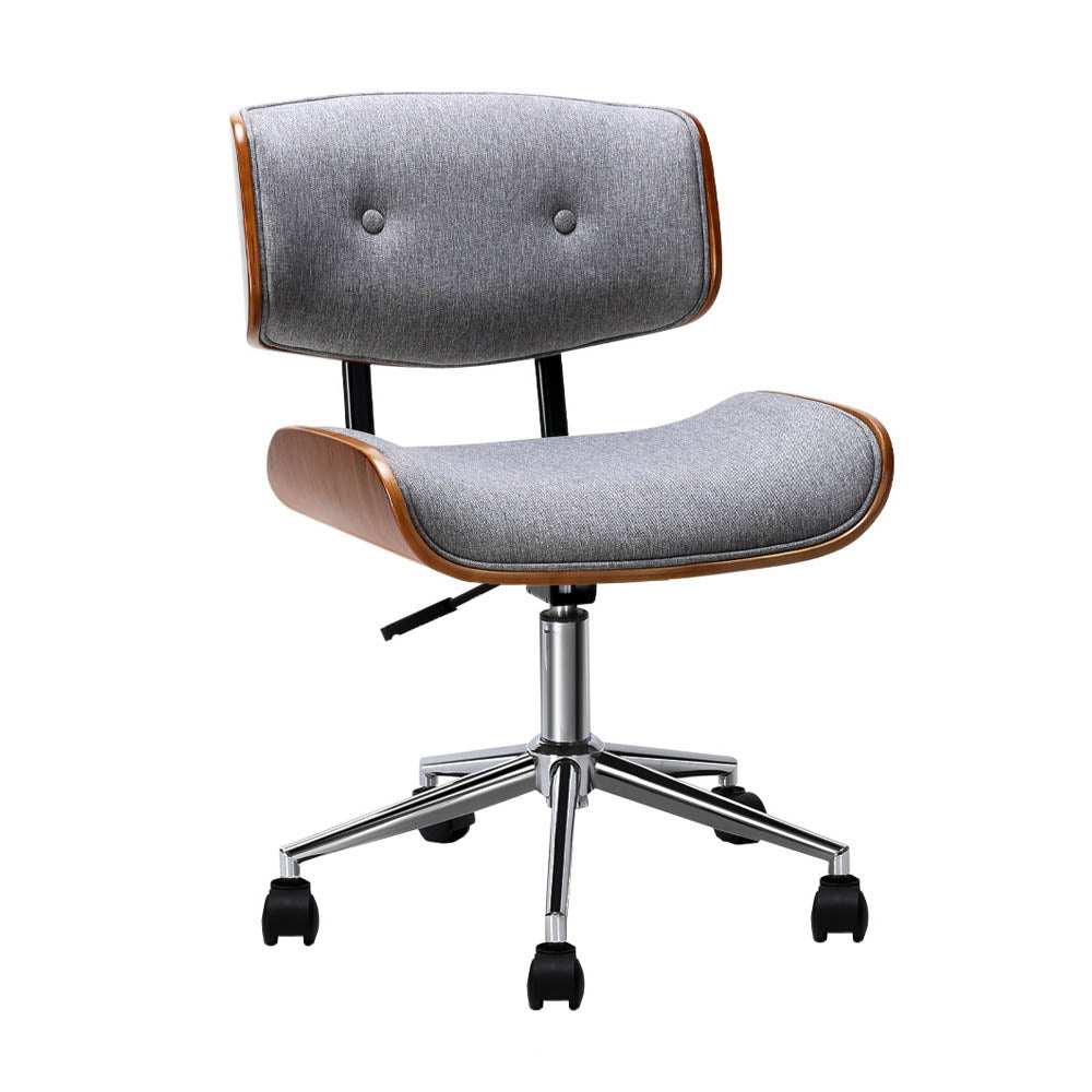 Retro Low Back Fabric Office Chair - Grey - Homecoze