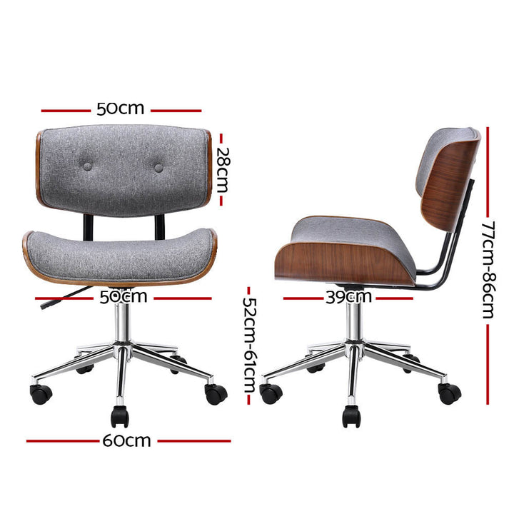 Retro Low Back Fabric Office Chair - Grey - Homecoze