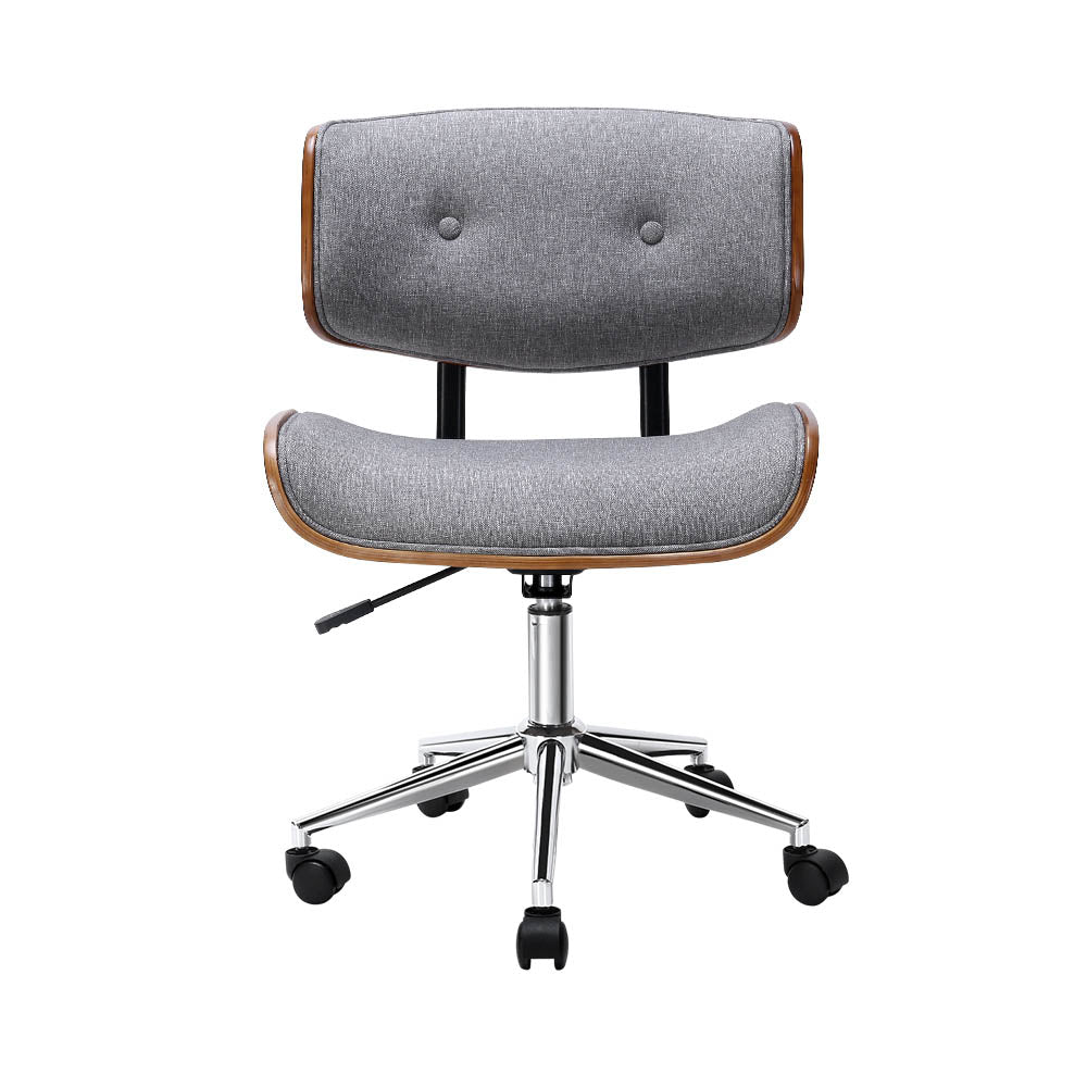 Retro Low Back Fabric Office Chair - Grey - Homecoze