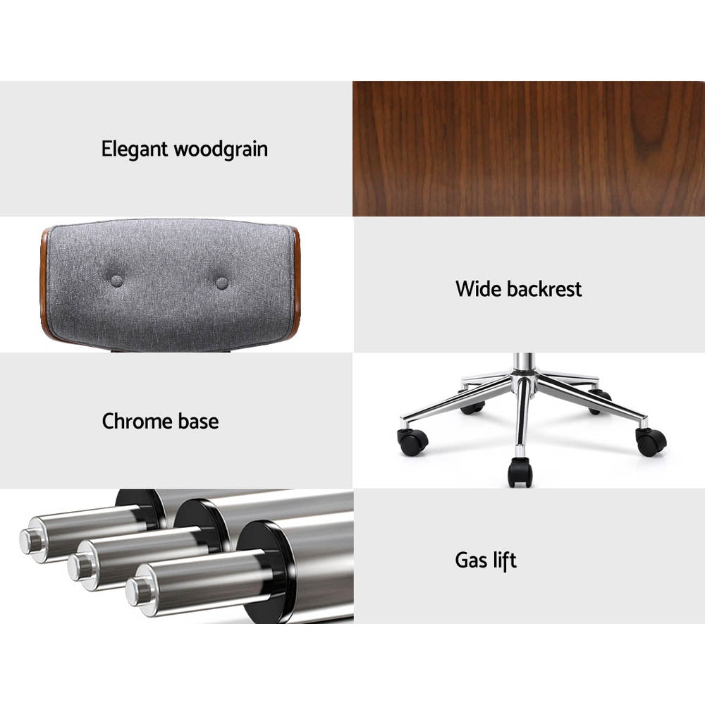 Retro Low Back Fabric Office Chair - Grey - Homecoze